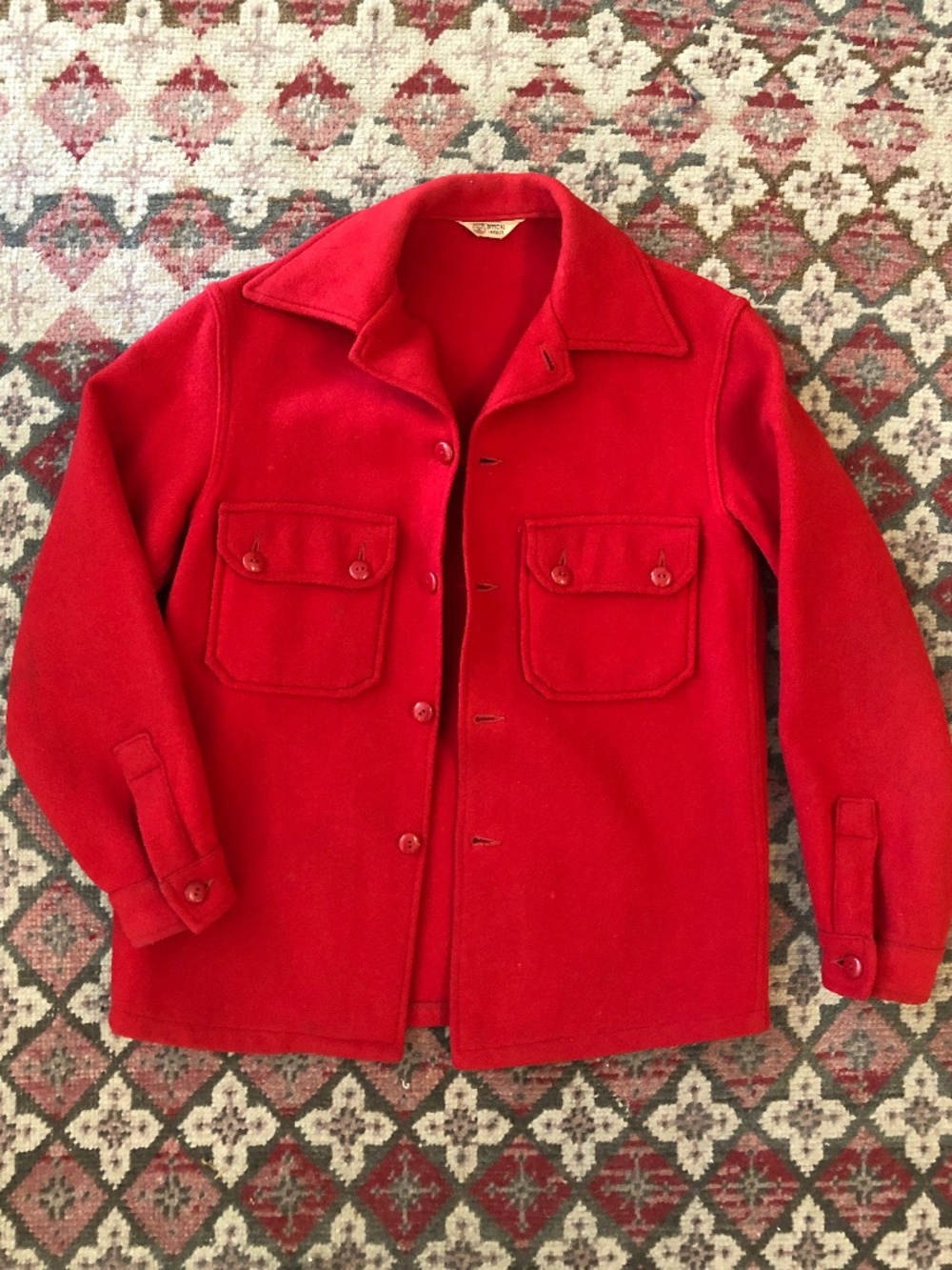 Vintage Red Wool Chore Jacket “Official Jacket” brand sz M